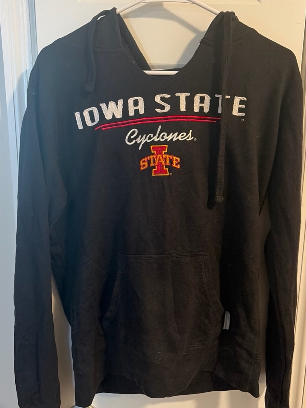 Sporto Black Crewneck Sweater with Red and Gold Embroidered Logo